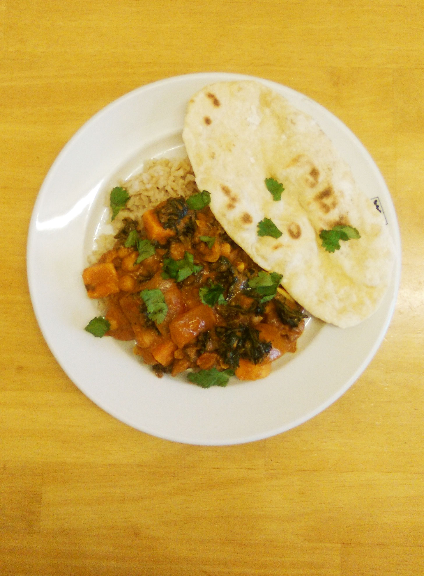 vegan curry with easy naan bread
