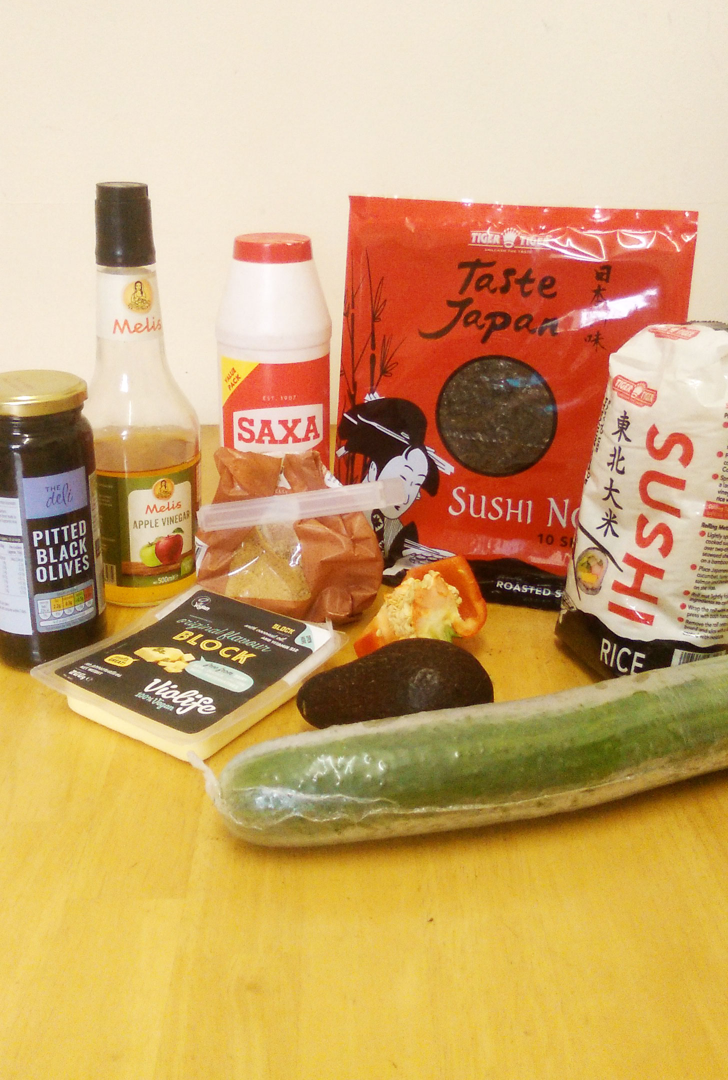 vegan classic sushi rolls - ingredients