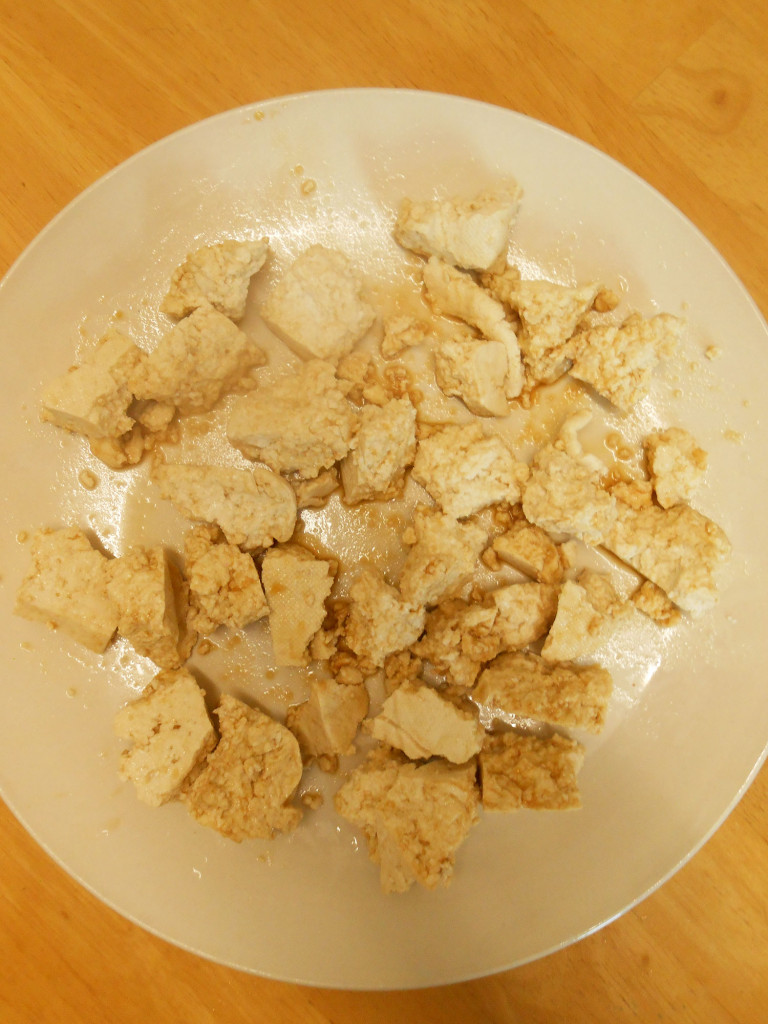 Vegan fried tofu chunks